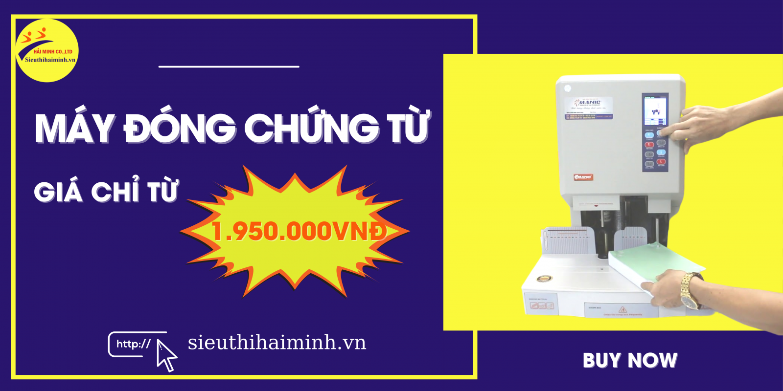 Máy đóng chứng từ tại Siêu thị Hải Minh