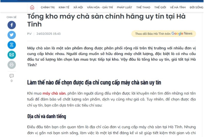 Baohatinh.vn - Hải Minh mở rộng phân phối máy chà sàn tại Hà Tĩnh