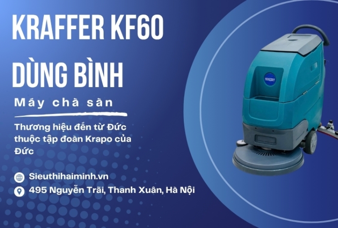 Review máy chà sàn nhà xưởng kraffer kf60 dùng bình