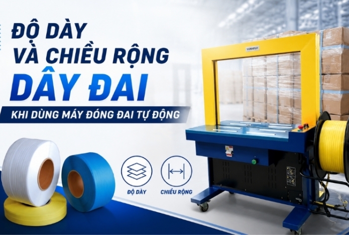 Độ dày và chiều rộng dây đai khi dùng máy đóng đai tự động