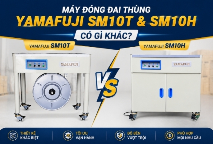 Máy đóng đai thùng Yamafuji SM10T và SM10H có gì khác?