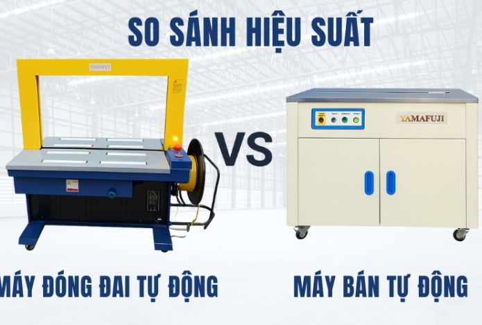 So sánh hiệu suất máy đóng đai tự động và bán tự động