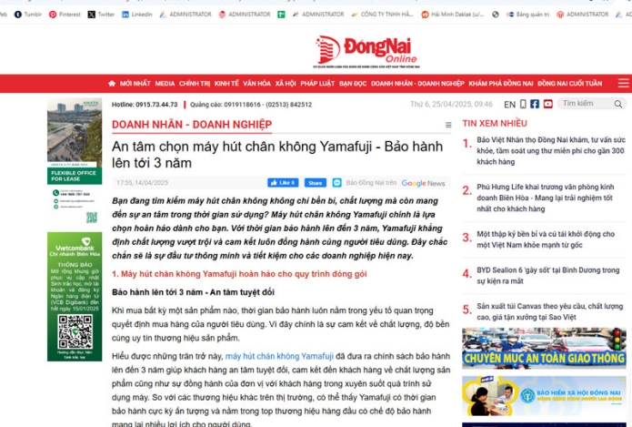 baodongnai.com.vn| Máy hút chân không Yamafuji - Bảo hành lên tới 3 năm