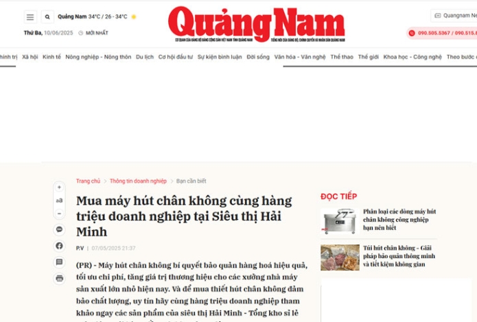 baoquangnam.vn| Mua máy hút chân không cùng hàng triệu doanh nghiệp tại Siêu thị Hải Minh