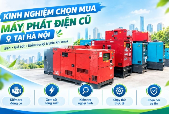 Kinh nghiệm chọn mua máy phát điện cũ tại Hà Nội bền, giá tốt