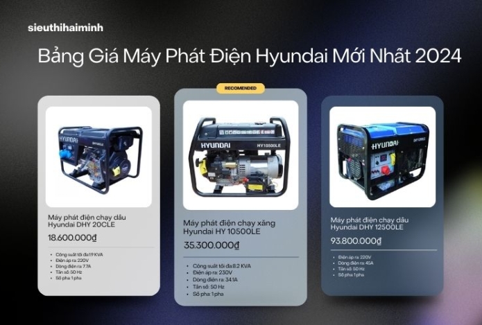 Bảng Giá Máy Phát Điện Hyundai Mới Nhất 2024