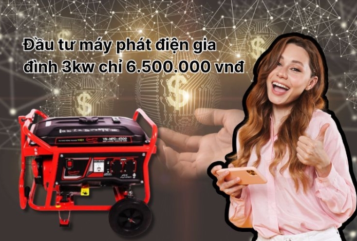 Đầu tư máy phát điện gia đình 3kw chỉ 6.500.000 vnđ