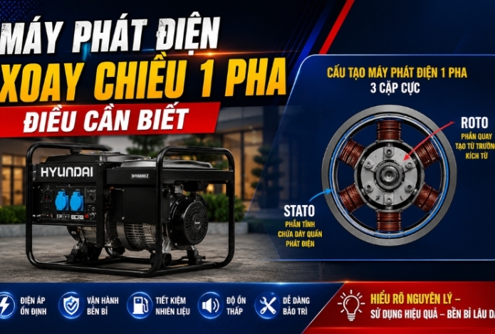 Máy phát điện xoay chiều 1 pha – điều cần biết