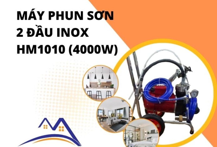 Máy phun sơn 2 đầu inox HM1010 (4000W) Cam kết chính hãng tại Siêu thị Hải Minh