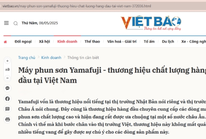 Vietbao.vn Nói Gì Về Thương Hiệu Máy Phun Sơn Yamafuji