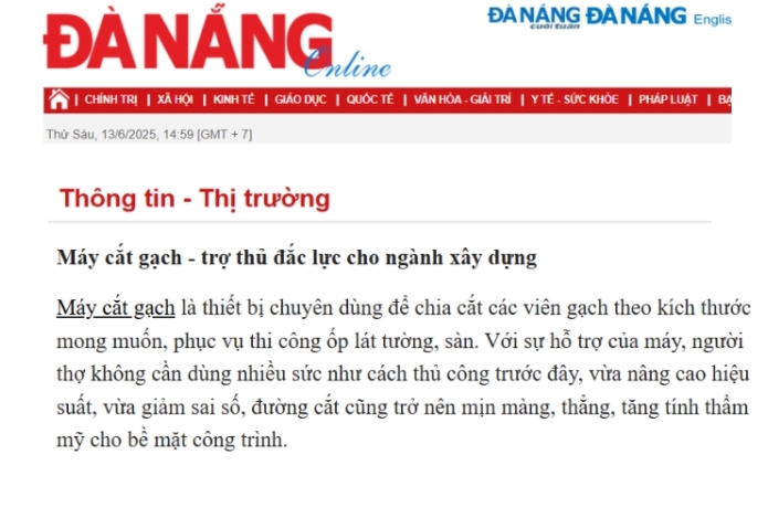 Baodanang.vn - Hải Minh - Cung cấp máy cắt gạch uy tín, giá tốt