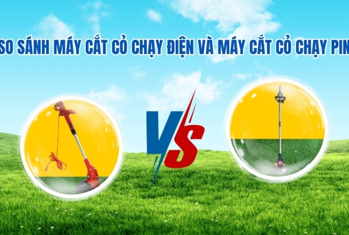 So sánh máy cắt cỏ chạy điện và máy cắt cỏ chạy pin