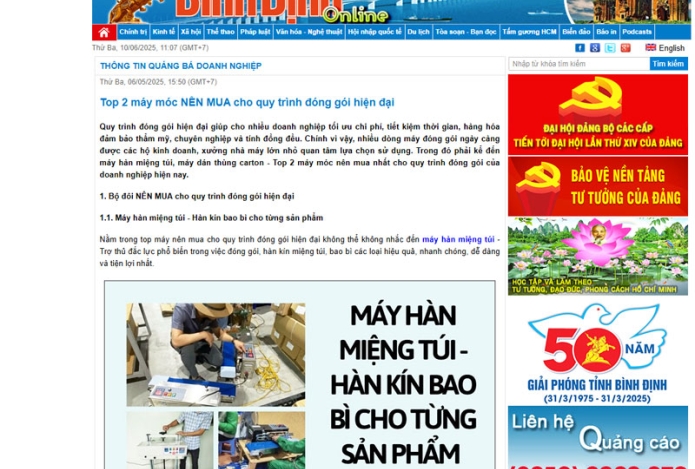 baobinhdinh.vn| Top 2 máy móc NÊN MUA cho quy trình đóng gói hiện đại