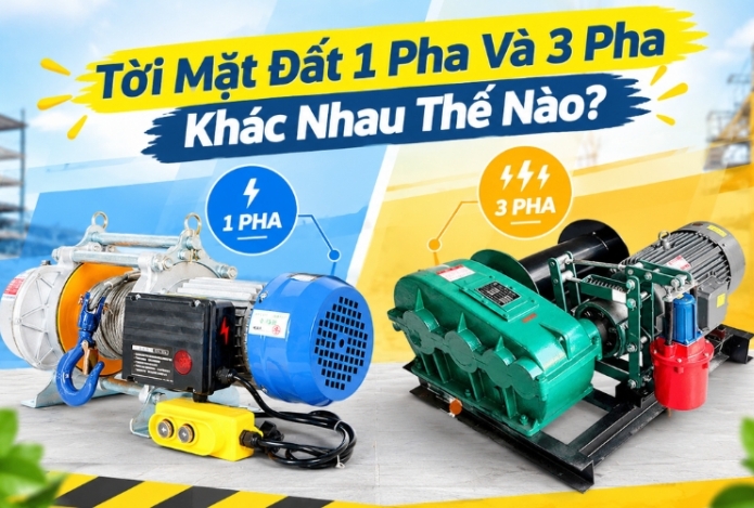 Tời Mặt Đất 1 Pha Và 3 Pha Khác Nhau Thế Nào?