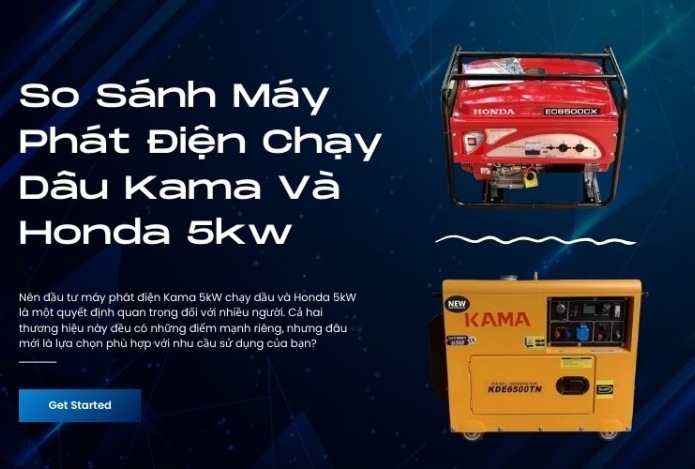 So Sánh Máy Phát Điện Chạy Dầu Kama Và Honda 5kw