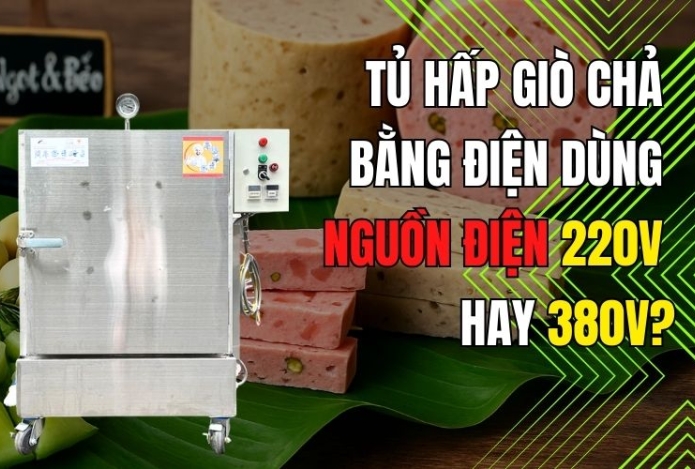 Tủ hấp giò chả bằng điện dùng nguồn điện 220V hay 380V?