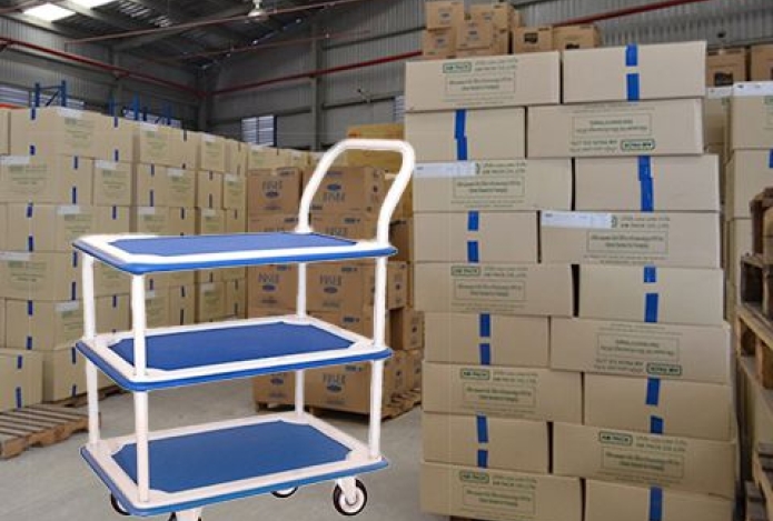 [SET UP] hàng lên xe đẩy hàng 3 tầng như thế nào?