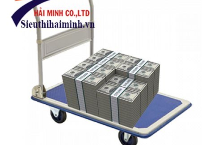 Xe đẩy 4 bánh tay gấp đẩy tiền cho ngân hàng