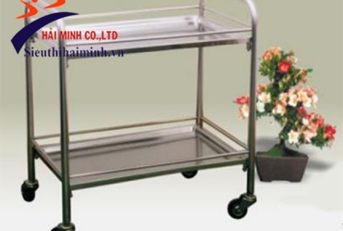 Xe đẩy hàng inox 2 tầng cho nhà hàng 5 sao