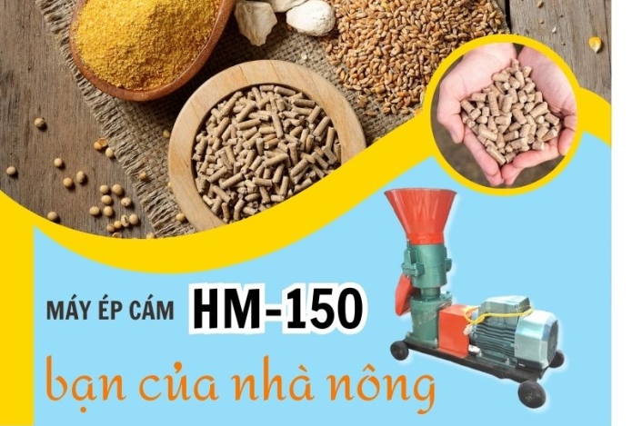 Người bạn đồng hành của bà con - máy ép cám viên liền trục HM-150