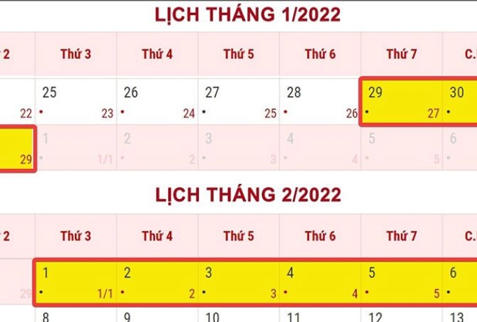 Tết Nguyên đán 2022 được nghỉ 9 ngày