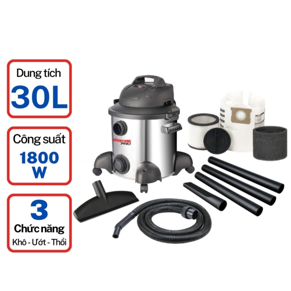 Photo - Máy hút bụi SHOP-VAC 30L (1800W thép không gỉ)