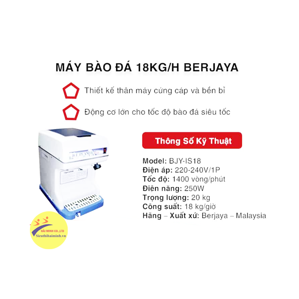 Photo - Máy bào đá 18kg/h Berjaya