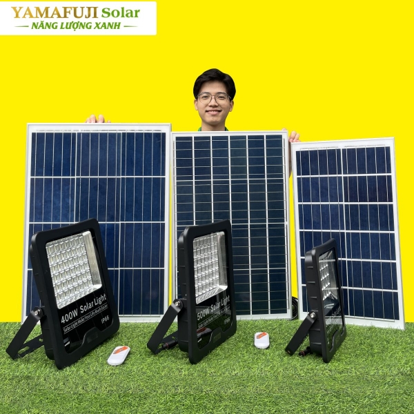 Photo - Đèn pha led năng lượng mặt trời Yamafuji Solar SFL02-400W (Nhôm đúc)