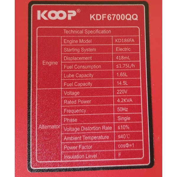 Photo - Máy phát điện Diesel siêu chống ồn Koop KDF 6700QQ