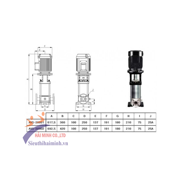 Photo - Máy bơm nước trục đứng Hanil AVS 20601