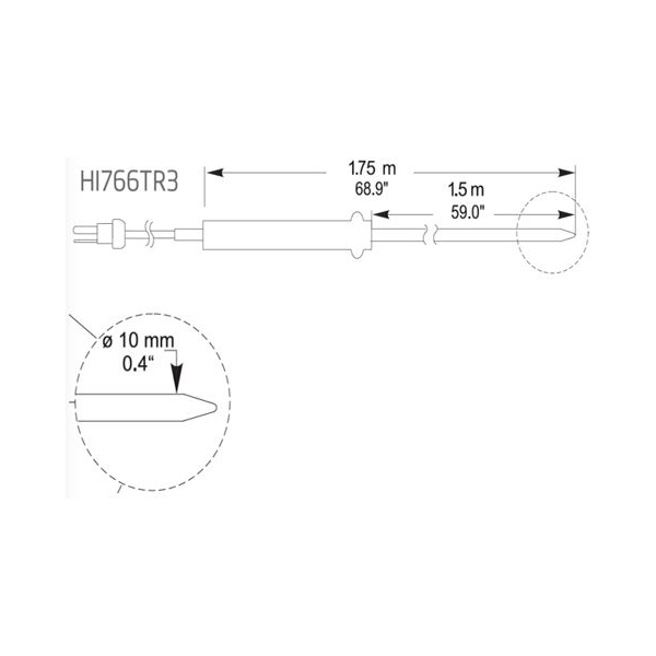 Photo - Đầu dò nhiệt độ xuyên sâu kiểu K HI766TR3 (1.5m)