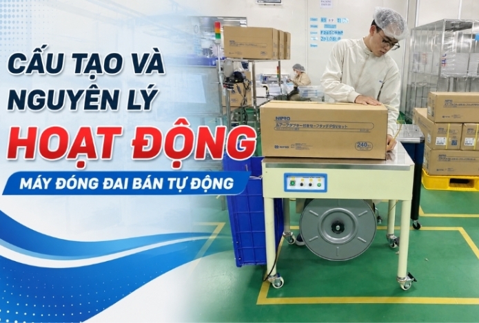 Cấu tạo và nguyên lý hoạt động máy đóng đai bán tự động