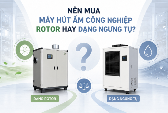Nên mua máy hút ẩm công nghiệp rotor hay dạng ngưng tụ?