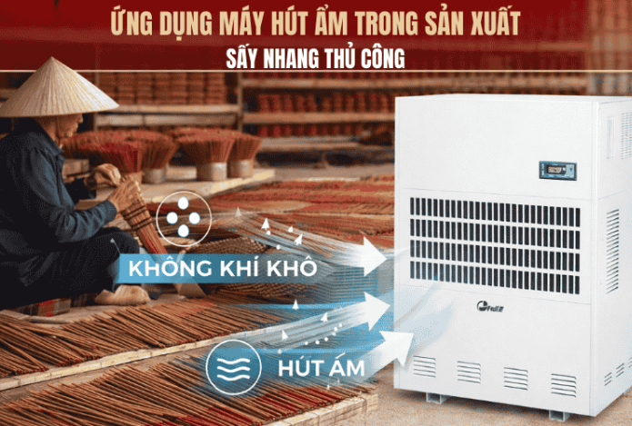Ứng dụng máy hút ẩm trong sản xuất và sấy nhang thủ công