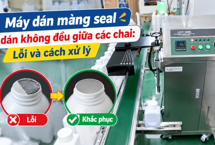 Máy dán màng seal dán không đều giữa các chai: Lỗi và cách xử lý