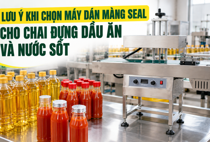Lưu ý khi chọn máy dán màng seal cho chai đựng dầu ăn và nước sốt 