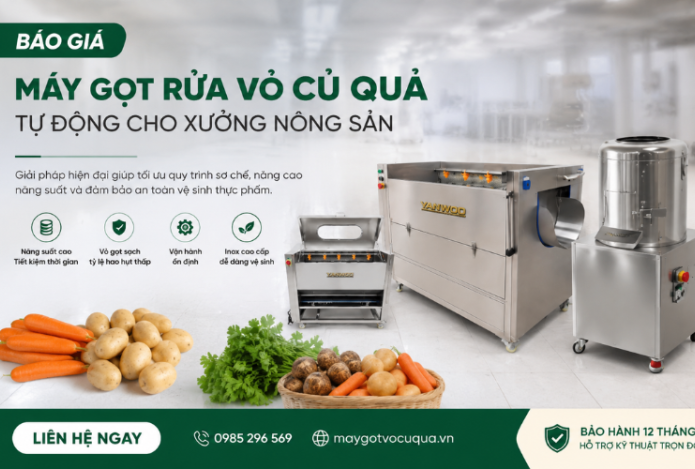 Hình ảnh Bảng giá máy gọt rửa vỏ củ quả tự động cho xưởng nông sản