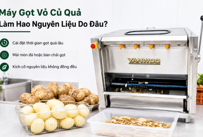 Hình ảnh Máy gọt vỏ củ quả làm hao nguyên liệu do đâu?