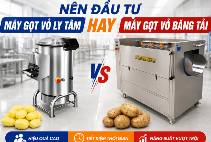 Nên đầu tư máy gọt vỏ ly tâm hay máy gọt băng tải?