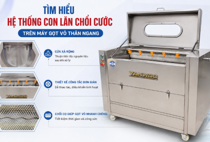 Tìm hiểu hệ thống con lăn chổi cước trên máy gọt vỏ thân ngang