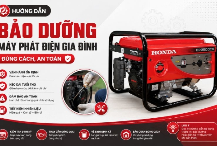 Hướng dẫn bảo dưỡng máy phát điện gia đình đúng cách, an toàn