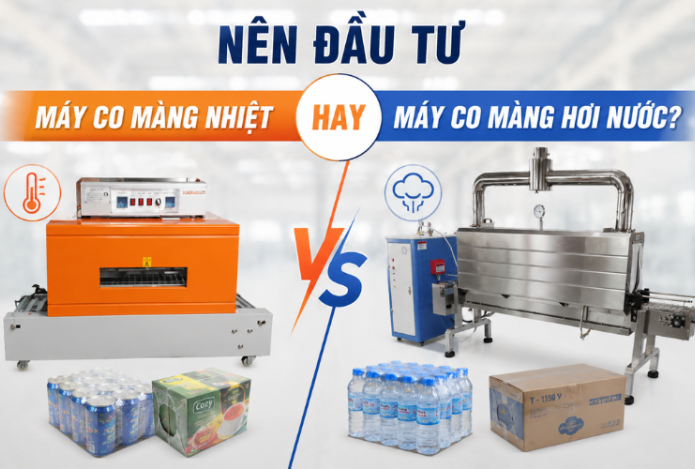 Hình ảnh Nên đầu tư máy co màng nhiệt hay máy co màng hơi nước?