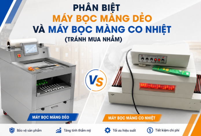 Phân Biệt Máy Bọc Màng Dẻo Và Máy Bọc Màng Co Nhiệt (Tránh Mua Nhầm)