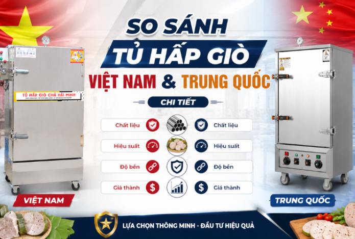 So sánh tủ hấp giò Việt Nam và Trung Quốc chi tiết