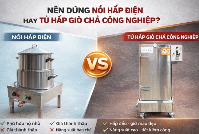 Hình ảnh Nên Dùng Nồi Hấp Điện Hay Tủ Hấp Giò Chả Công Nghiệp? 