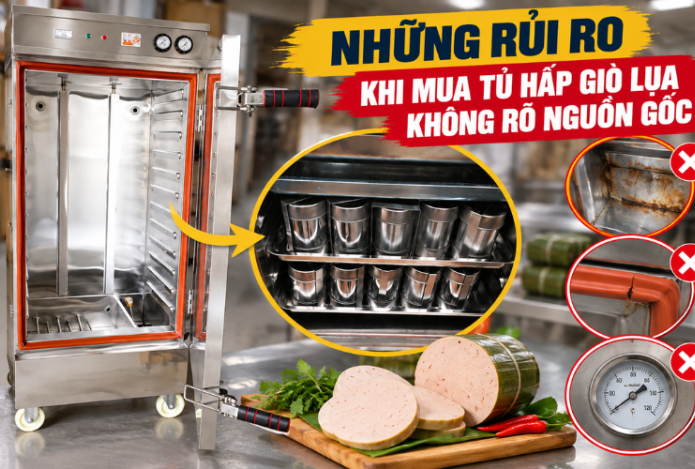 Những rủi ro khi mua tủ hấp giò lụa không rõ nguồn gốc
