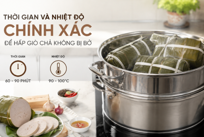 Hình ảnh Thời Gian Và Nhiệt Độ Chính Xác Để Hấp Giò Chả Không Bị Bở