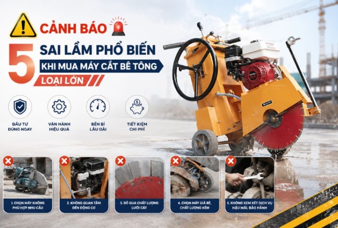Cảnh báo 5 sai lầm phổ biến khi mua máy cắt bê tông loại lớn