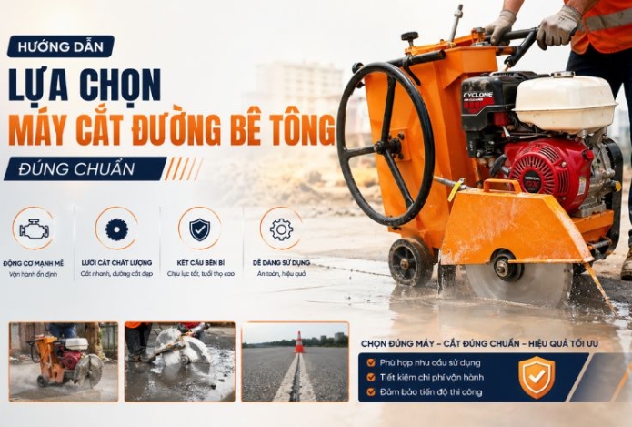 Hình ảnh Hướng dẫn lựa chọn máy cắt đường bê tông đúng chuẩn