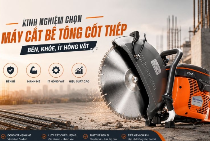 Kinh nghiệm chọn máy cắt bê tông cốt thép bền, khỏe, ít hỏng vặt